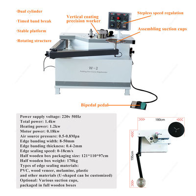 10.8m/min Panel Feed Speed Mini Folding Arm Edge Banding Machine voor MDF PVC Panel