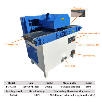 Multi Blade Rip Saw Machine voor horizontaal cirkelvormig snijden in bouwmaterialenwinkels
