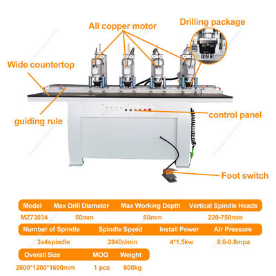 CNC-locator voor normale houtbewerking Hout 4 hoofd boorbank draaibank boorfreesmachine
