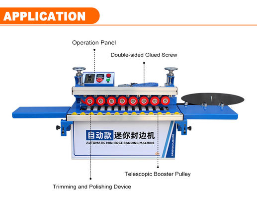 Kleine houtbewerkende MDF polish edgebander semi-automatische pvc gebogen randbandmachine