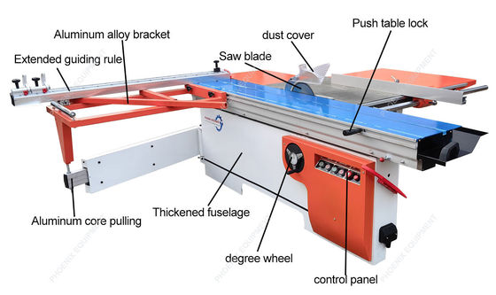 MJ6123 2300mm 45/90 graden Schuiftafelpaneel zag Hout snijmachine voor meubels